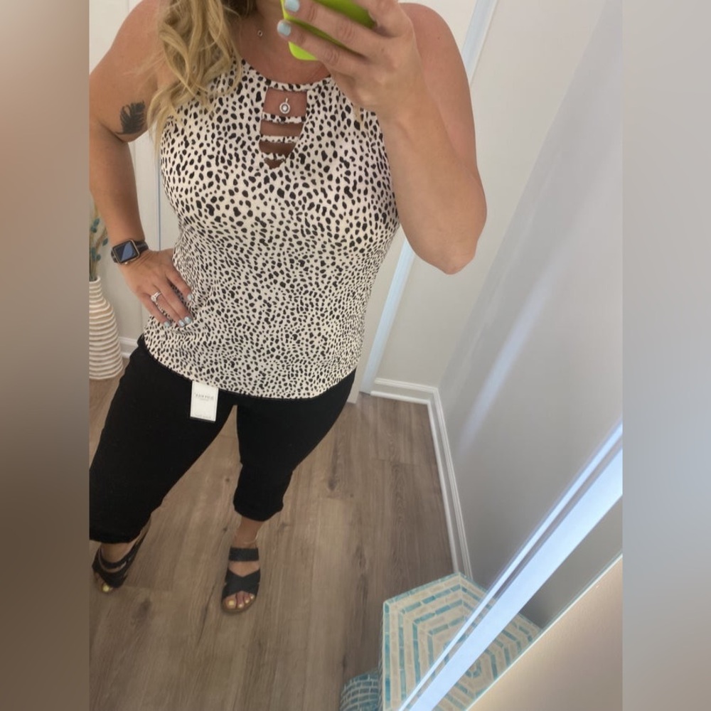 NWT leopard cheetah double strap tank top size small